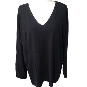 INC Woman Black Rayon V Neck Top Size 3X NWT